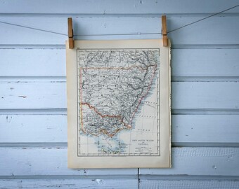 1904 Vintage New South Wales & Victoria Map
