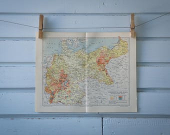 1907 Vintage Jews in Germany Map