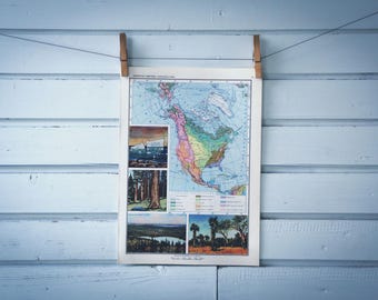 1967 Vintage North America Geographical Regions Map