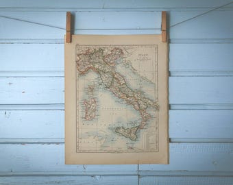 1895 Vintage Map of Italy