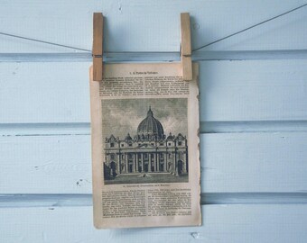 1901 Vintage St. Peter's Basilica Lithograph Illustration