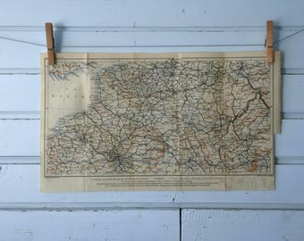 1909 Vintage North France Map