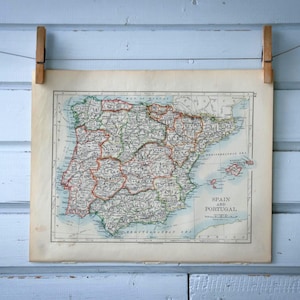 1904 Vintage Map of Spain