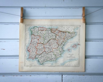 1904 Vintage Map of Spain