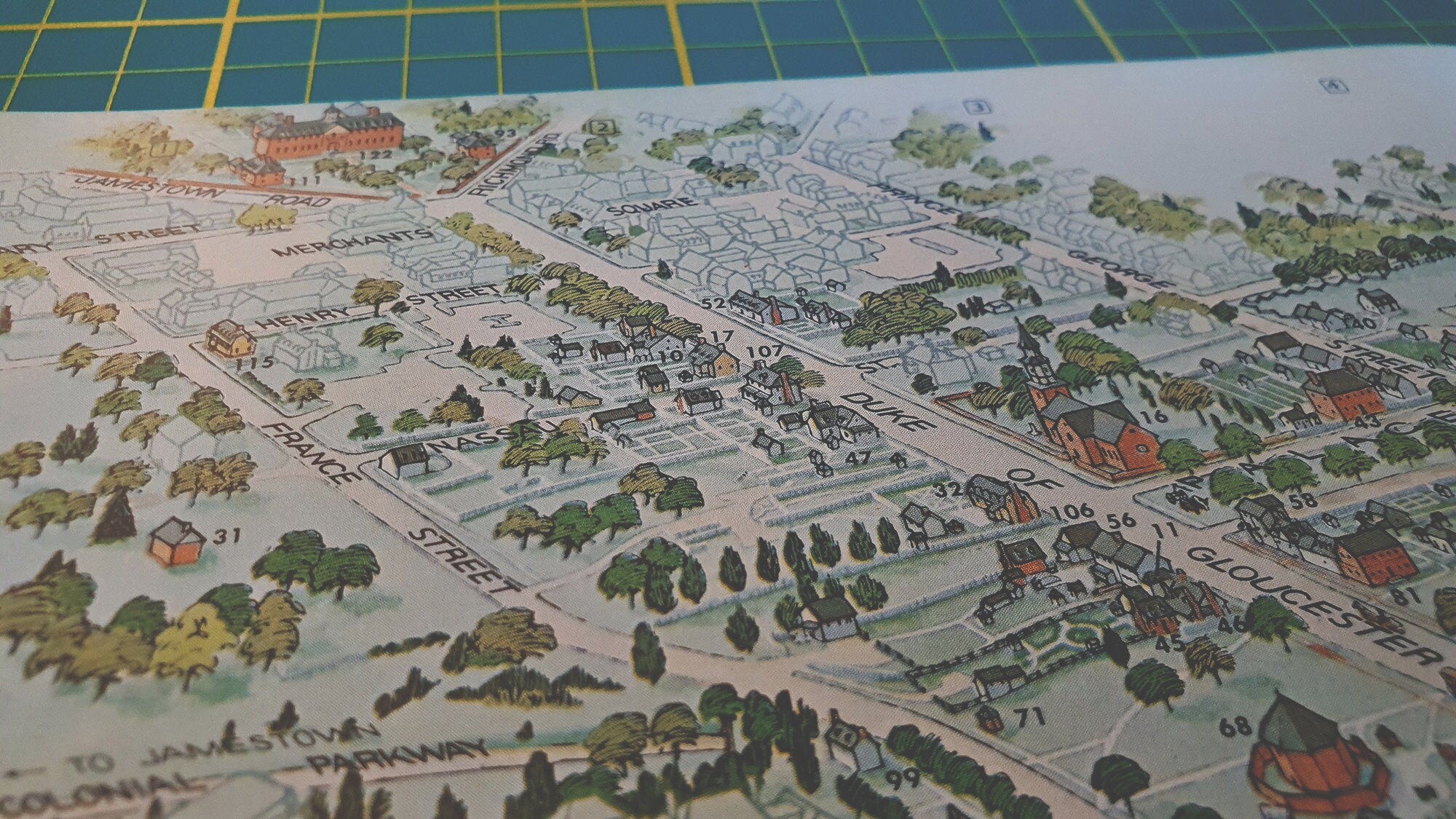 1968 Vintage Colonial Williamsburg Map