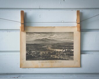 1890 Vintage Rhône River & Mont Ventoux Lithograph Illustration