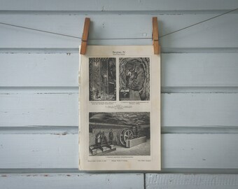 1907 Vintage Mining Lithograph Illustration