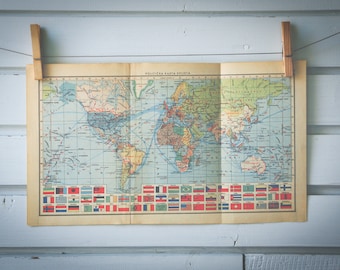 1956 Vintage World Map