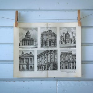 Vintage barok- en rococo-architectuurlithografieillustratie uit 1907