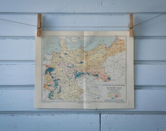 1907 Vintage Population Density Map of Germany