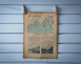 1941 Vintage Oslo Harbour Map
