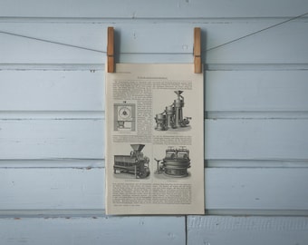 1907 Vintage Chocolate Manufacturing Lithograph Illustration