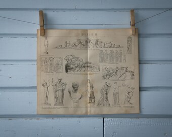 1887 Vintage Ancient Greek Sculpture Illustration