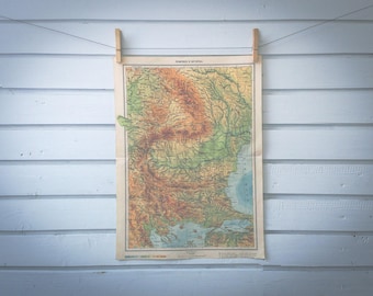 1951 Vintage Romania & Bulgaria Map