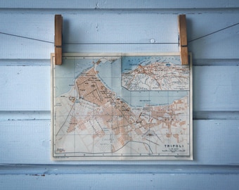 1934 Vintage Map of Tripoli