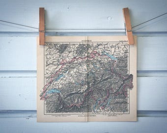 1893 Vintage Map of Switzerland