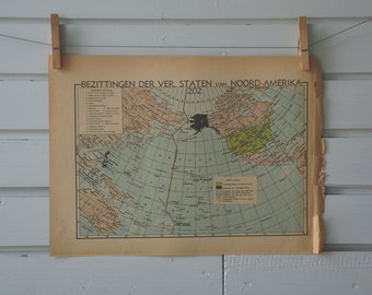 1941 Vintage Map of the Territories of the United States