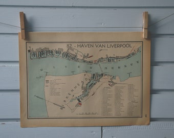 1941 Vintage Map of Liverpool Harbour