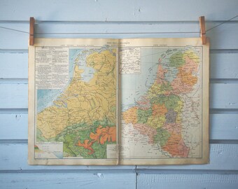 1880 Vintage Belgium & The Netherlands Map
