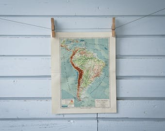 1907 Vintage South America Map