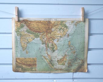 1930s Vintage India & Southeast Asia Map