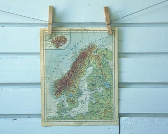 1951 Vintage Scandinavia Map