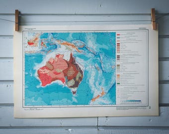 1964 Vintage Australia Tectonics Map