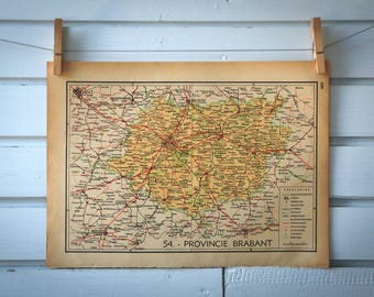 1941 Vintage Map of Belgium Brabant Provinces