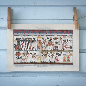 1907 Vintage Ancient Egyptian Art Chromolithograph Illustration