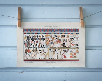 1907 Vintage Ancient Egyptian Art Chromolithograph Illustration
