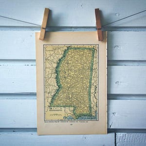 Carte vintage du Mississippi de 1925