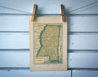 1925 Vintage Mississippi Map