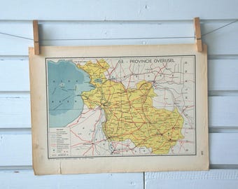 1941 Vintage Map of Dutch Overijssel Province