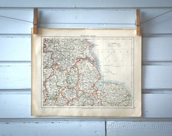 1907 Vintage East England Map
