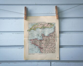 1932 Vintage Northwest France Map