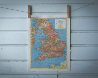 1957 Vintage Map of England