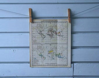 1910s Vintage World Agriculture Map