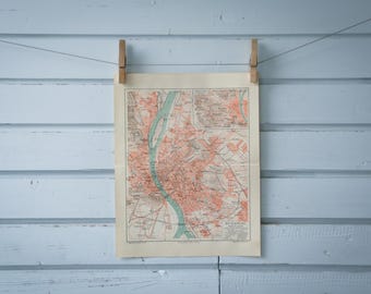 1907 Vintage Budapest Map