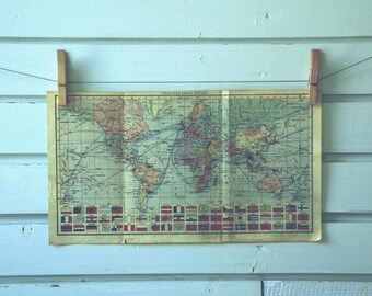 1951 Vintage World Map