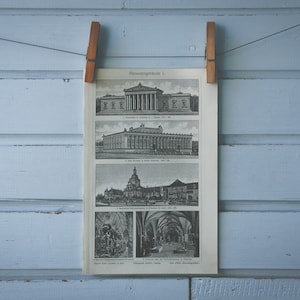 1907 Vintage Museums Lithograph Illustration