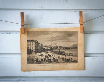 1890 Vintage Lucerne Lithograph Illustration