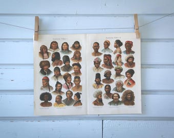 1907 Vintage Asiatic Indigenous Peoples Chromolithograph Illustration
