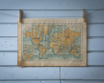 1904 Vintage Ocean Currents World Map