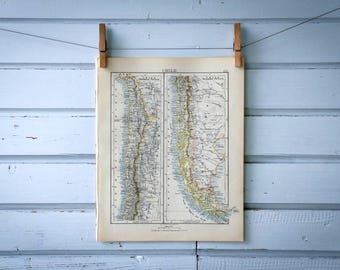1904 Vintage Map of Chile
