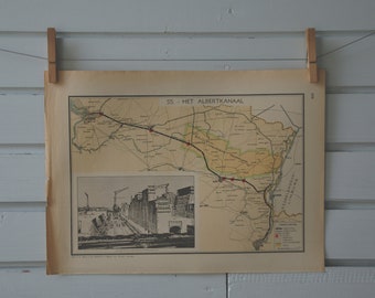 1941 Vintage Map of Albert Canal