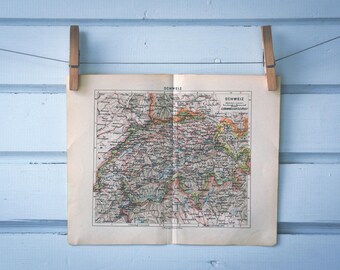 1932 Vintage Switzerland Map