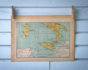 1941 Vintage South Italy Map