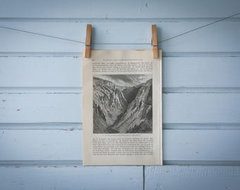 1897 Vintage Grand Canyon of the Yellowstone Lithograph Illustration