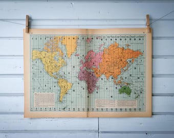 1941 Vintage World Map