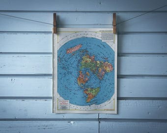 1957 Vintage Map of the World